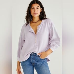 Free People We The Free Lavender Oversized Henley Size Small